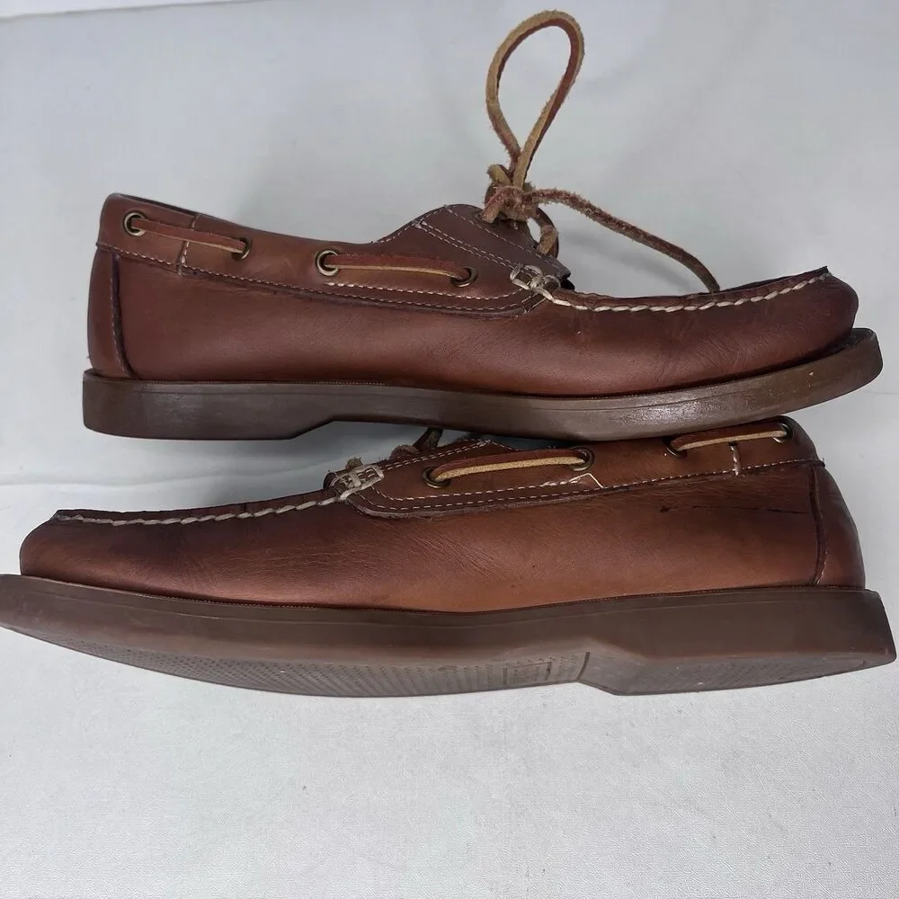 Vintage Bass Seafarer Brown Leather Boat Shoes Mens Size 8.5 M PLEASE READ